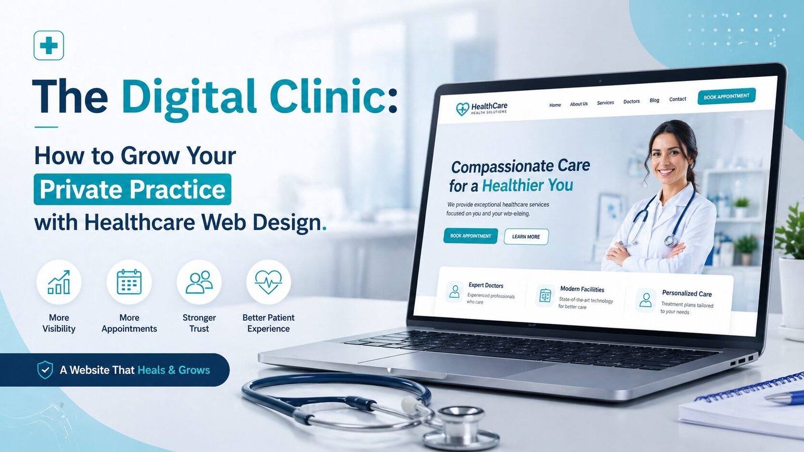 Professional healthcare web design for private practice growth by Designing Camps.