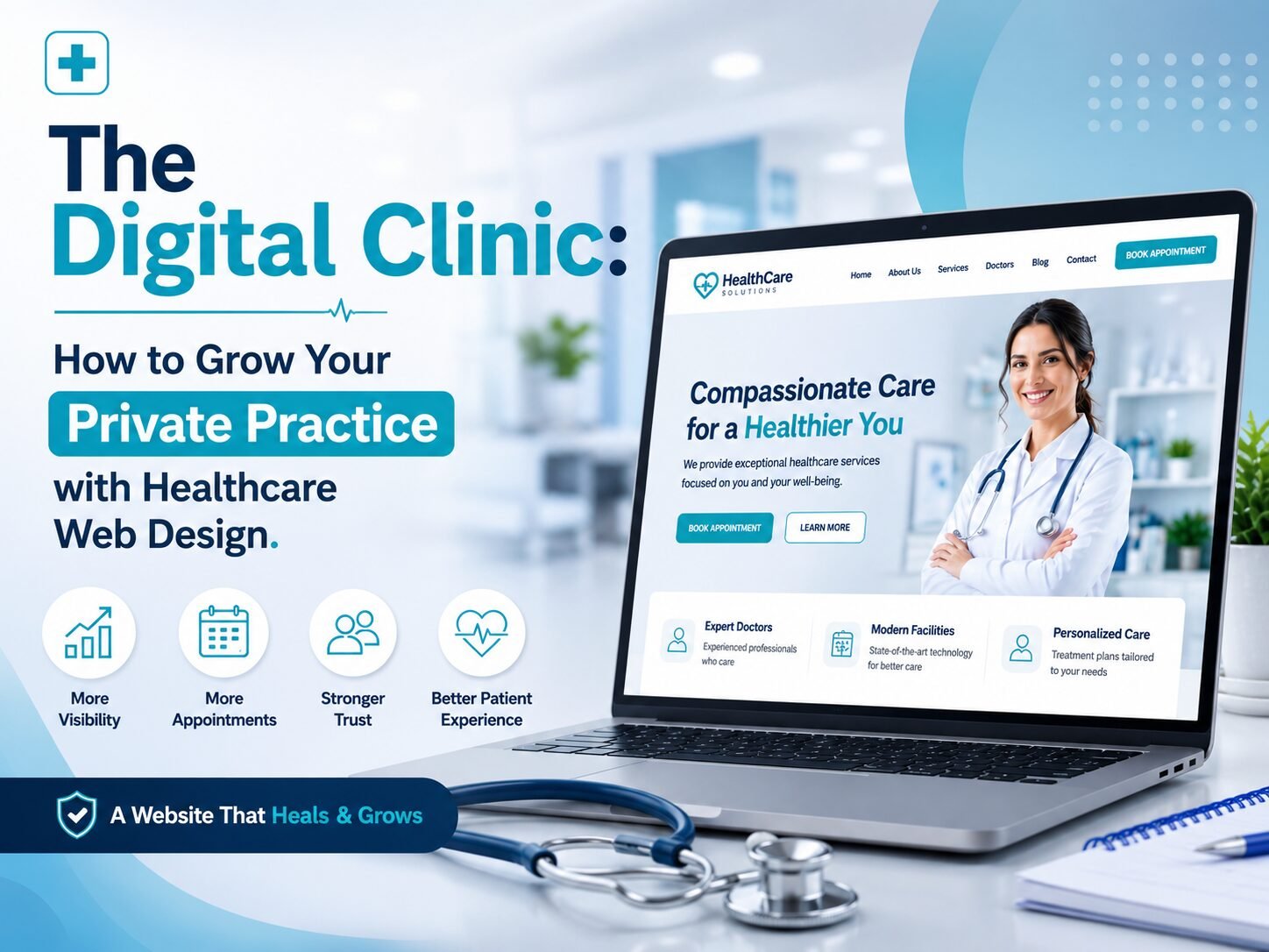 Professional healthcare web design for private practice growth by Designing Camps.